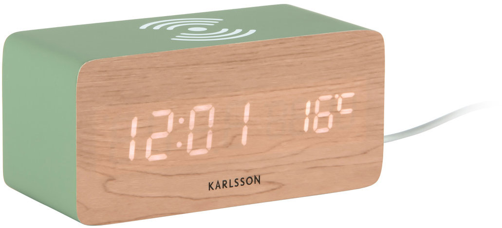 Karlsson LED budík-hodiny 5933GR s nabíječkou smartphonů 15cm