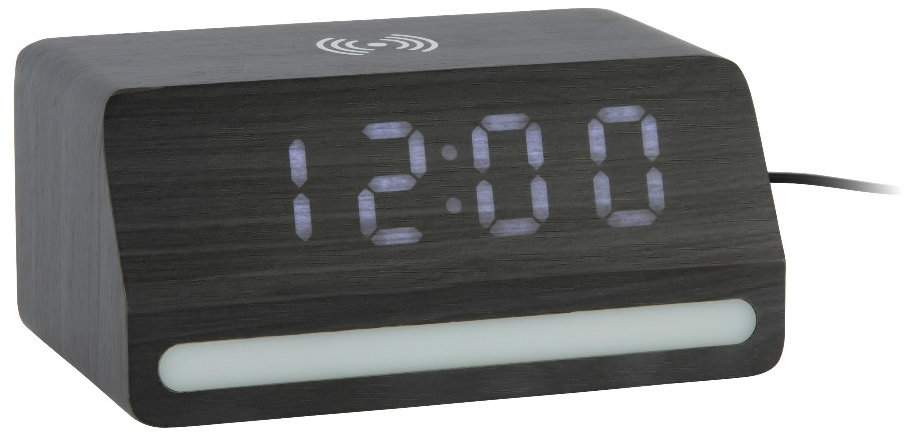 Karlsson LED hodiny-budík 6078BK s nabíječkou smartphonů 16cm