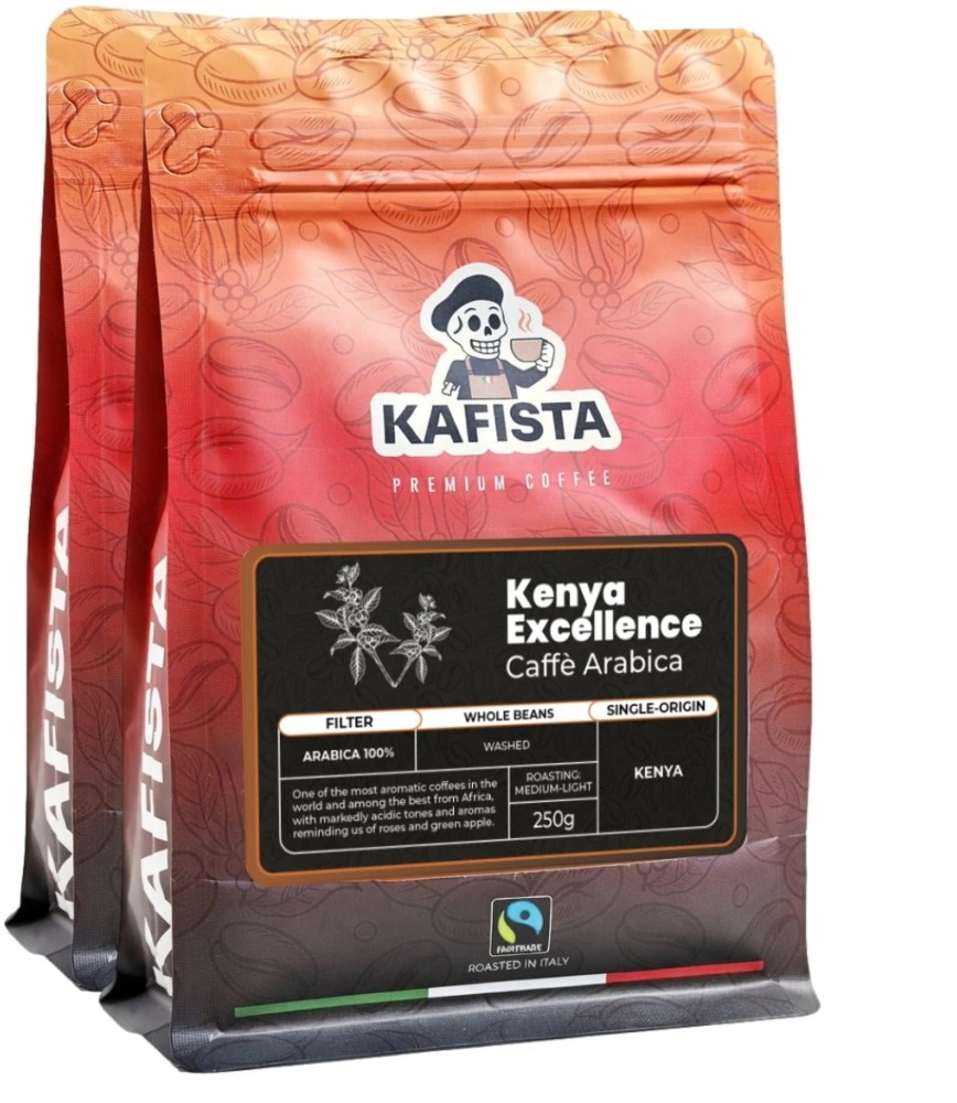 Kafista "Kenya Excellence" - Zrnková káva, 100% Arabica, Pražená v Itálii 2 × 250 g