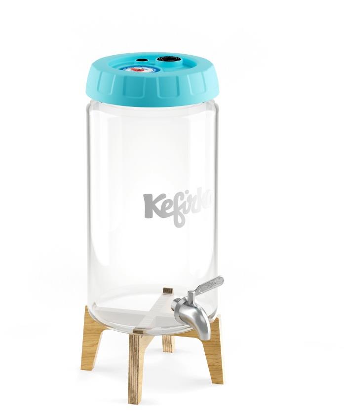 Kefirko Kombucha fermenter se stojánkem a výčepem, 4 l, modrý