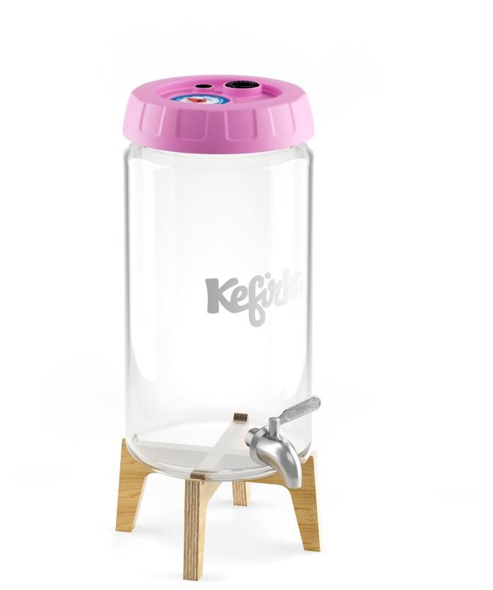 Kefirko Kombucha fermenter se stojánkem a výčepem, 4 l, růžový