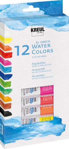 KREUL EL GRECO Water Colors v tubách, 12 barev x 12 ml