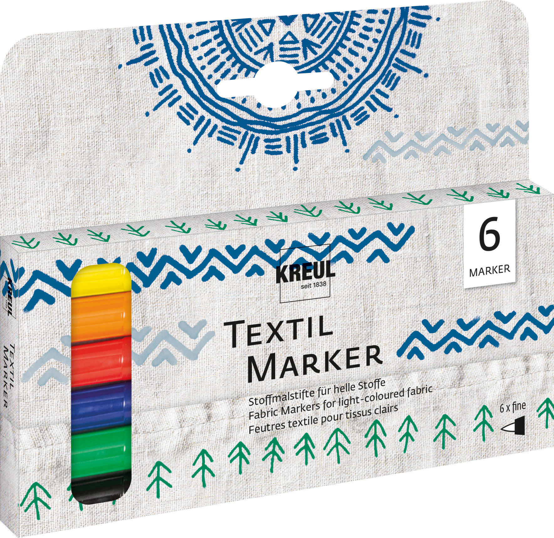 KREUL Javana Texi Max Sunny na textil 1-2 mm, 6 barev