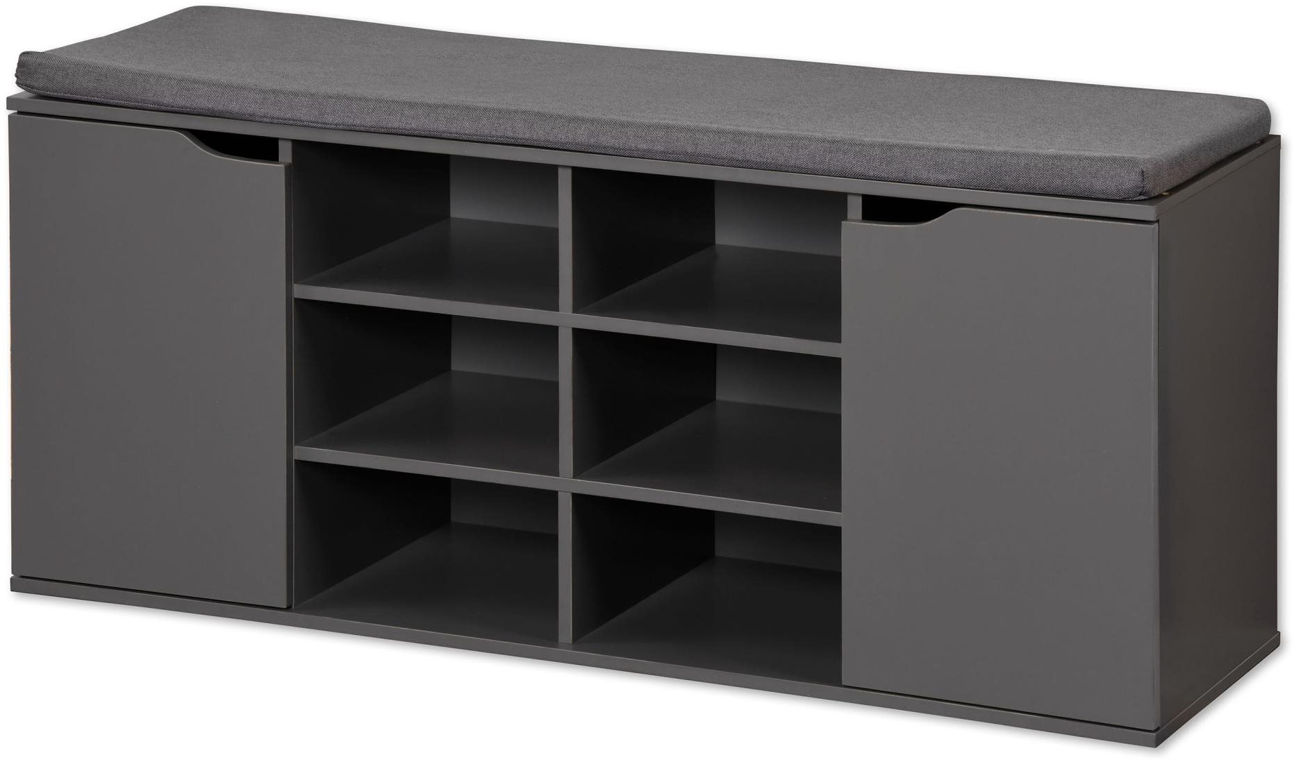 KESPER botník se sedákem a úložnými boxy v šedé barvě