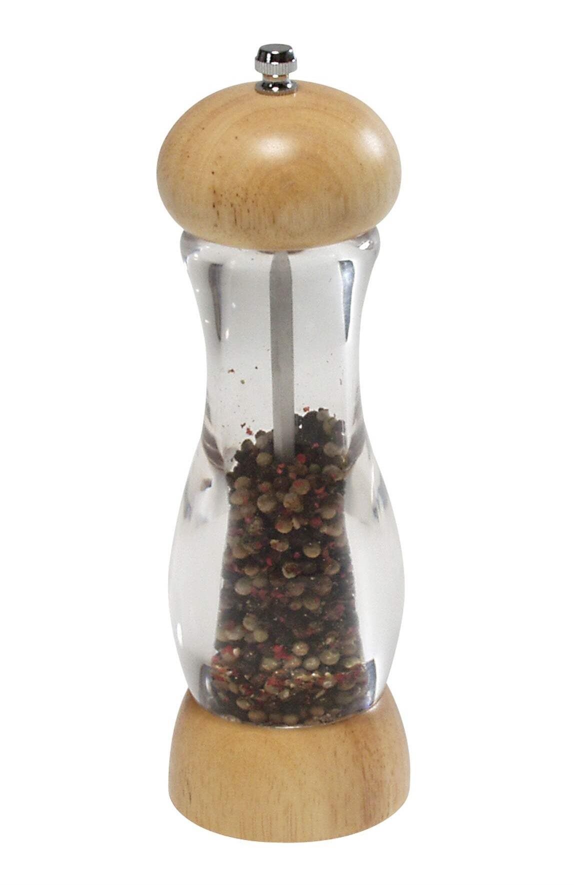 Kesper Mlýnek na sůl a pepř, gumovníkové dřevo s průhledným tělem, výška 22 cm
