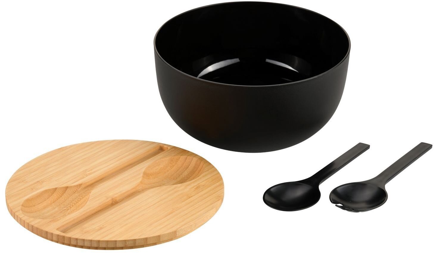 KESPER na ovoce a salát s příborem a bambusovým víkem, průměr 24 cm, černá, 58470