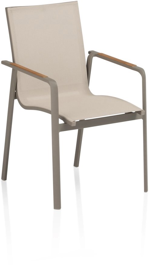 Kettler Diamond Hliníkové křeslo s teakovými područkami, taupe/béžové