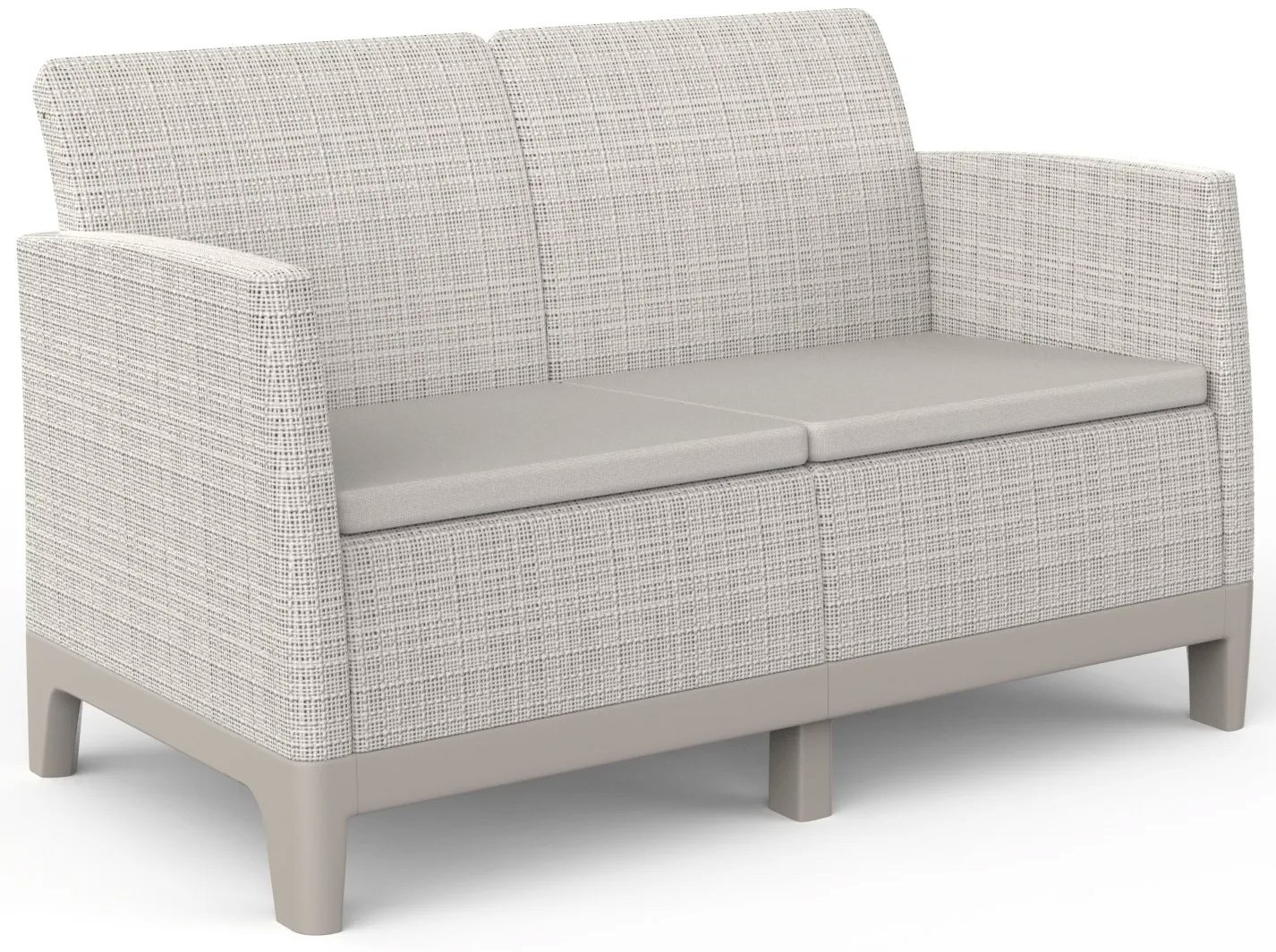 Keter Scandi Forma 2 Seaters Sofa, Pebble Grey/Soft beige