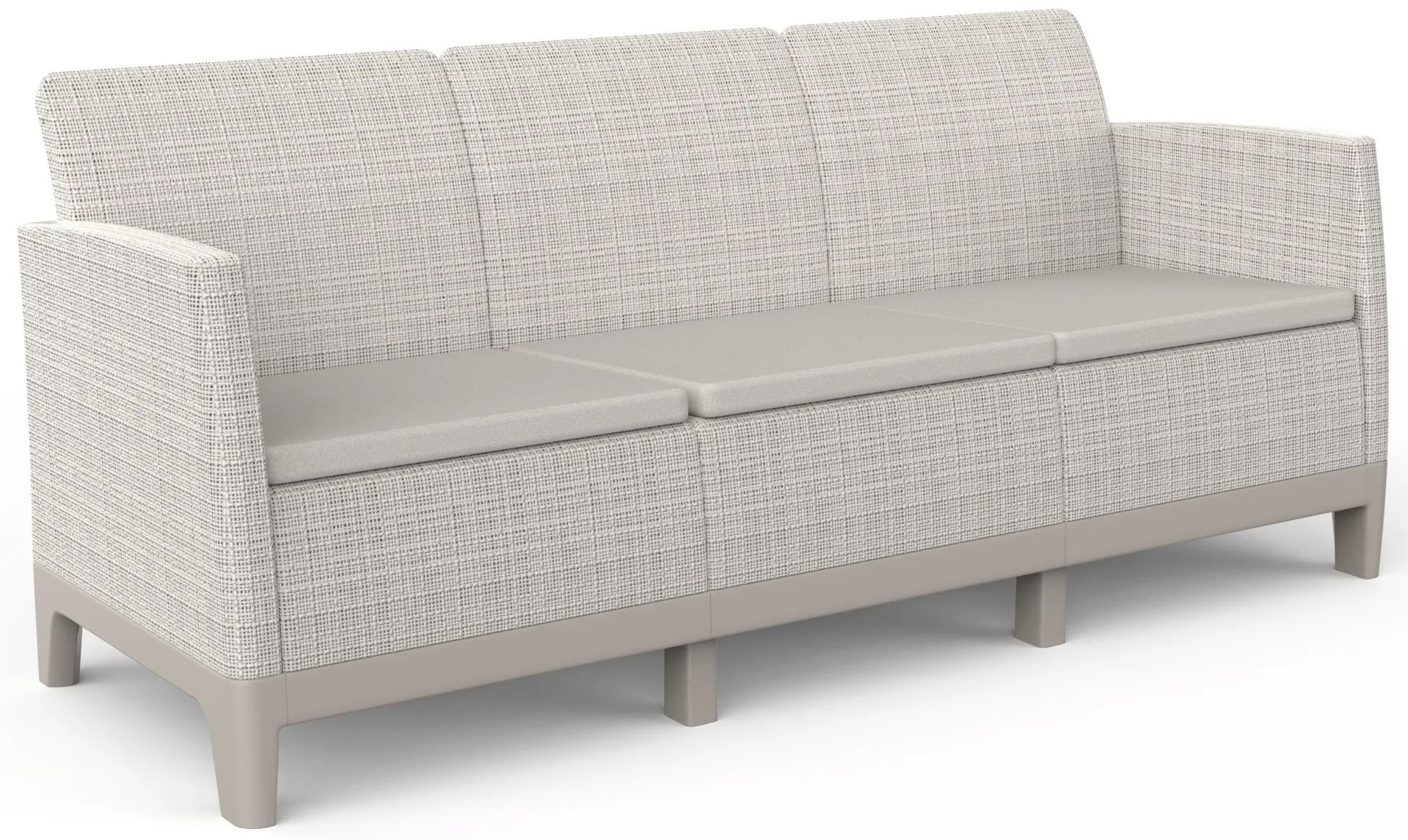 Keter Scandi Forma 3 Seaters Sofa, Pebble Grey/Soft beige