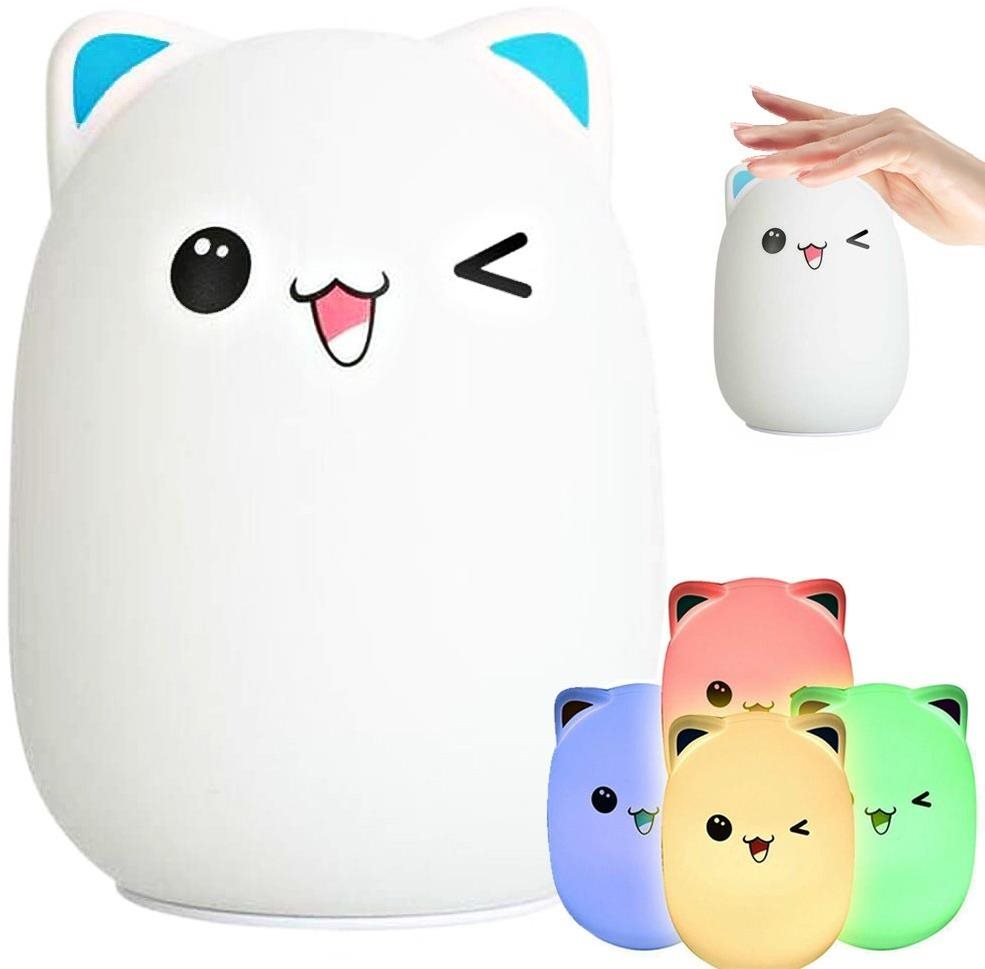 Werko Dětská noční LED lampička Kočka s USB kabelem