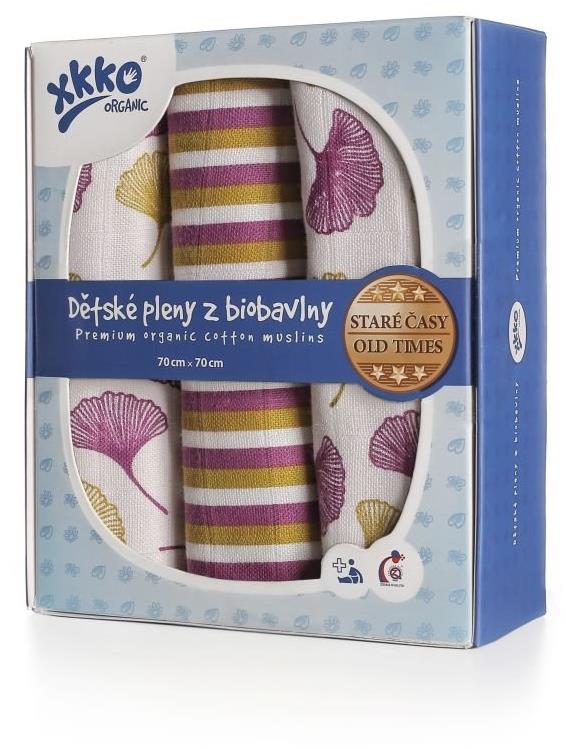 XKKO Organic dětské pleny z biobavlny 70 × 70 - Staré časy Jinan 3 ks