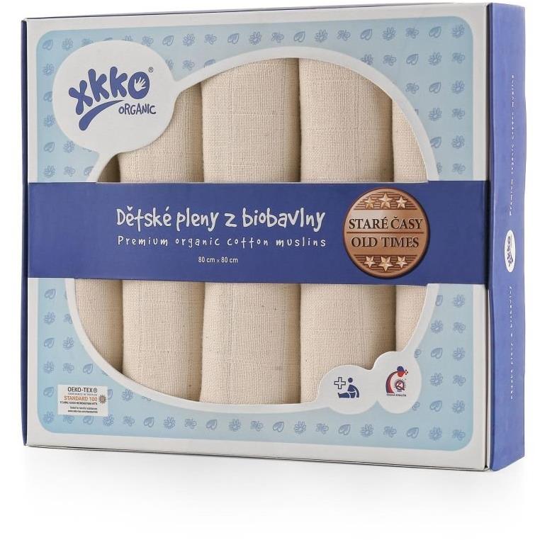 XKKO Organic dětské pleny z biobavlny 80 × 80 - Staré časy Natural 5 ks