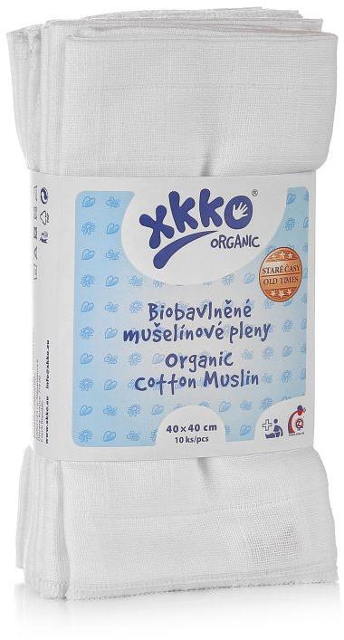 XKKO Organic dětské pleny z biobavlny 40 × 40 - Staré časy Bílé 10 ks