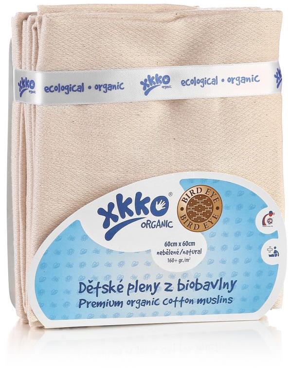 XKKO Organic pleny z biobavlny 60 × 60 - Bird Eye Natural 5 ks