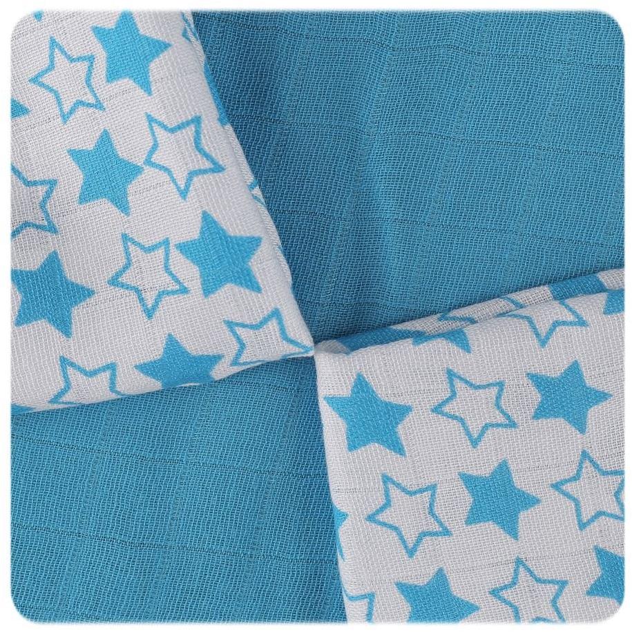 XKKO BMB Bambusové ubrousky 30 × 30 cm, Little Stars Cyan mix 9 ks