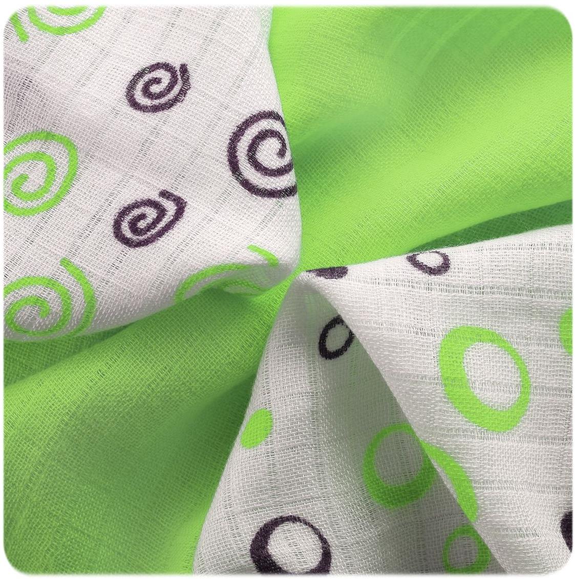 XKKO BMB Bambusové ubrousky 30 × 30 cm, Spirals&Bubbles Lime mix 9 ks
