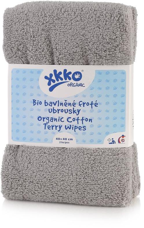XKKO Organic BIO bavlněné froté ubrousky 40 × 40 cm, Grey 2 ks