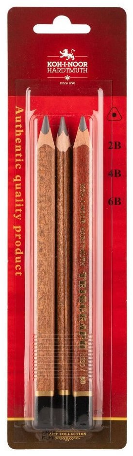 KOH-I-NOOR 1833 trojhranná grafitová 2B, 4B a 6B - sada 3 ks