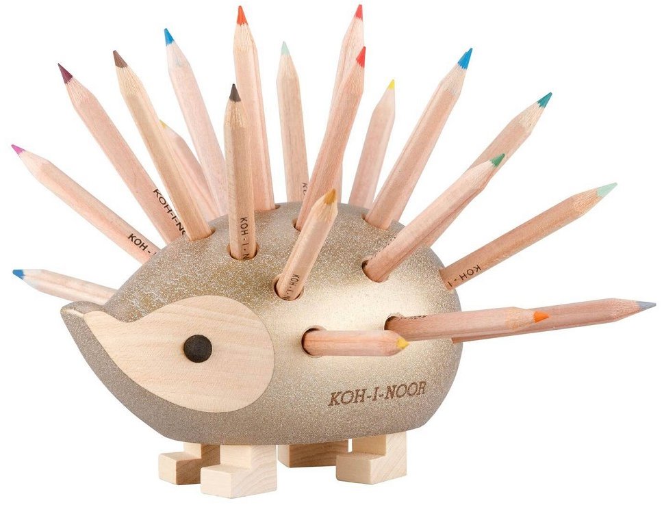 KOH-I-NOOR 9920 dřevěný ježek s pastelkami, zlatý, malý 24 ks