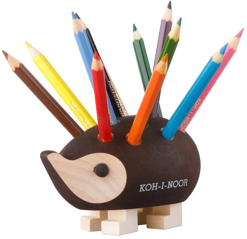 KOH-I-NOOR 9960S dřevěný ježek s pastelkami hnědý, mini 12 ks