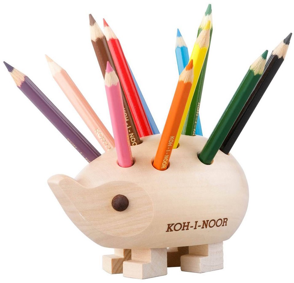 KOH-I-NOOR 9960S dřevěný ježek s pastelkami natur, mini 12 ks