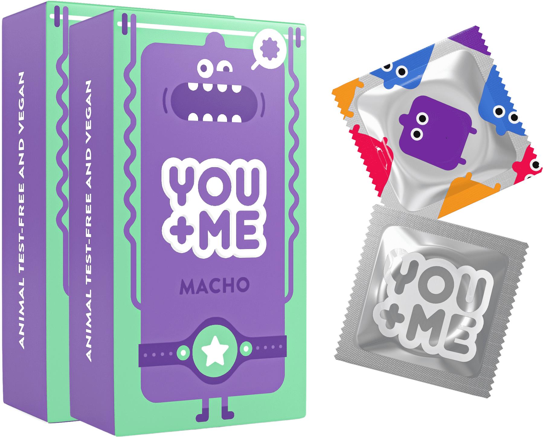 YOU ME Macho kondomy se stimulujícími vroubky, 2× 12 ks