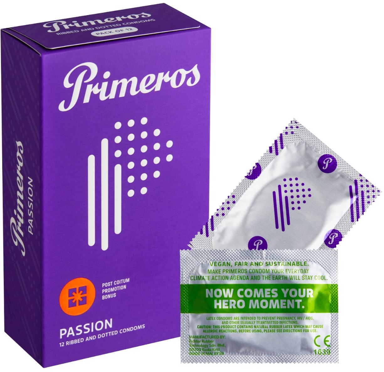 Primeros Passion kondomy s vroubky a nopky, 12 ks