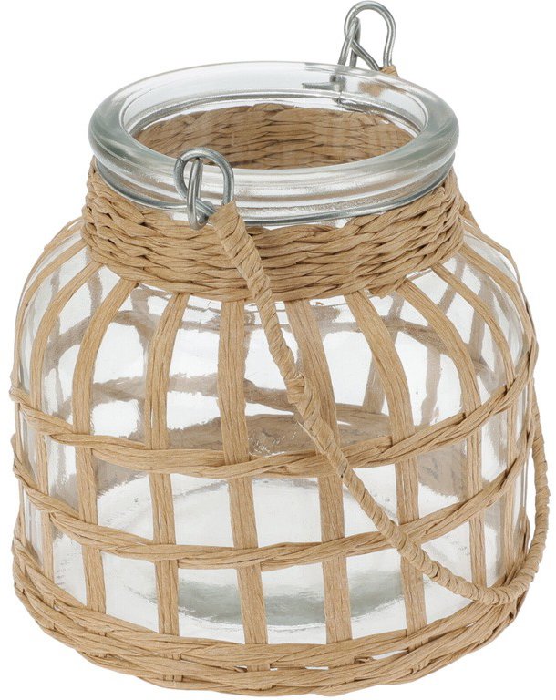 Koopmann Skleněná lampa s uchem a lýkem, 12 × 12 cm, čirá
