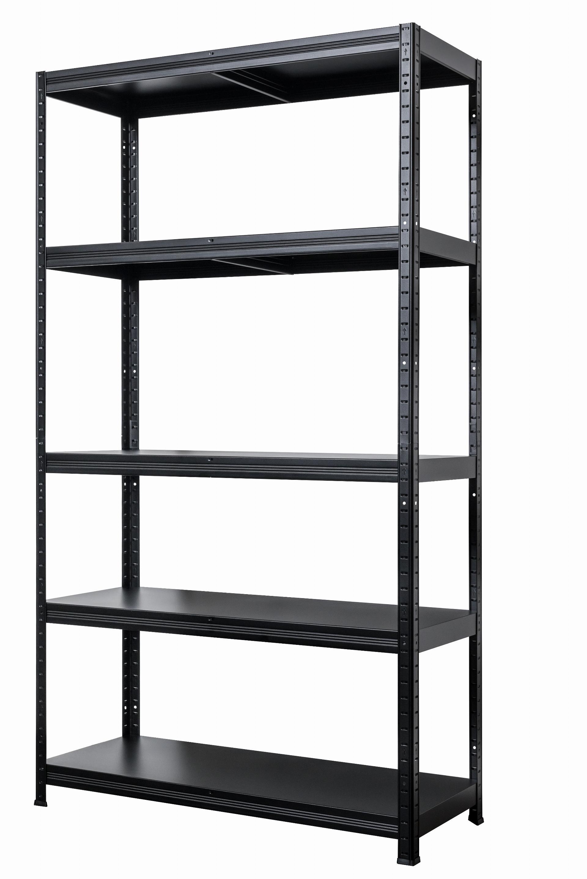 Černý regál KOVONA Drumy s rozměry 180 × 100 × 40 cm