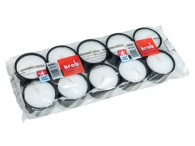 Krab Hřbitovní svíčka 32 g, 10 h, černá, iluminační, 10 ks