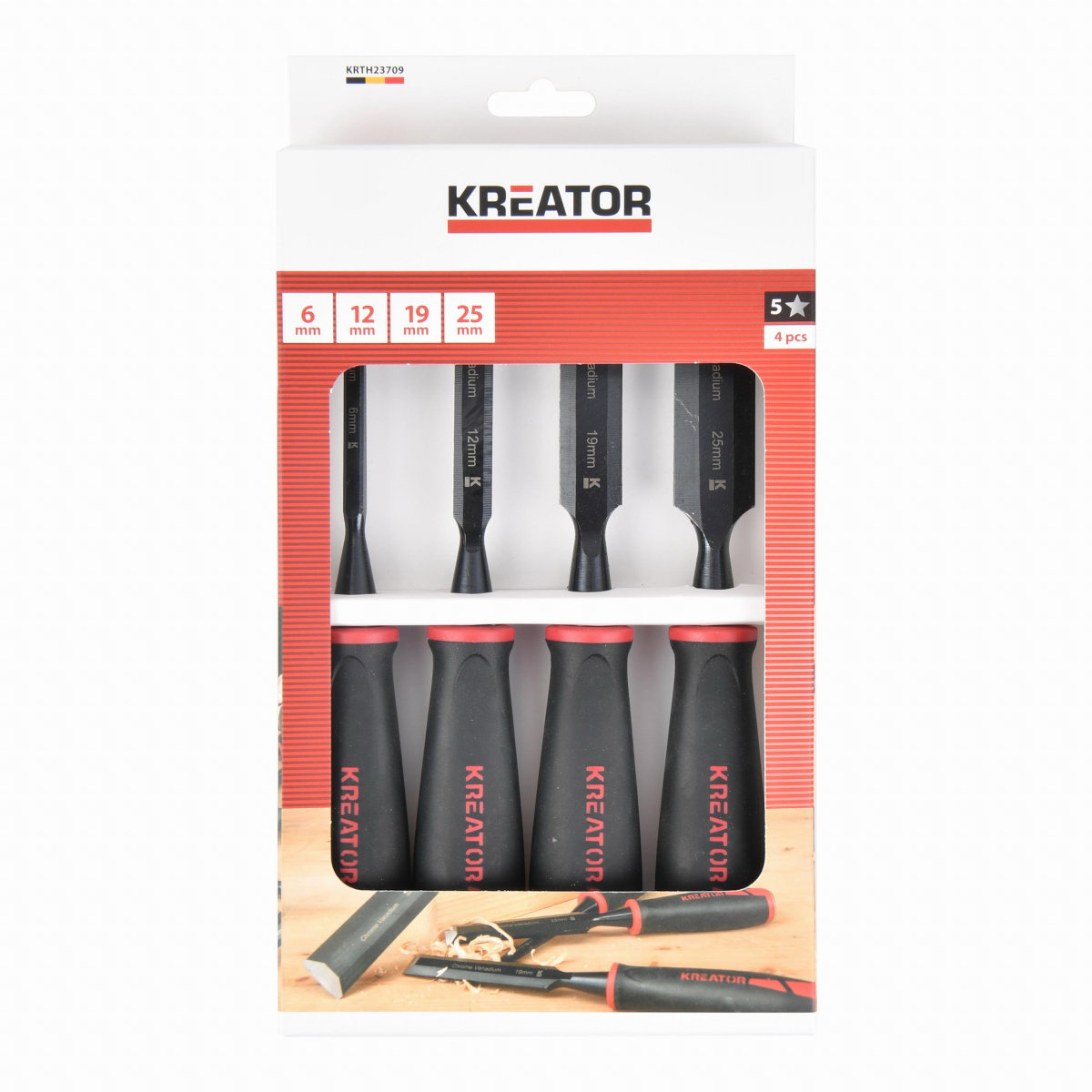 KREATOR Dláto na dřevo sada 4 ks KRTH23709