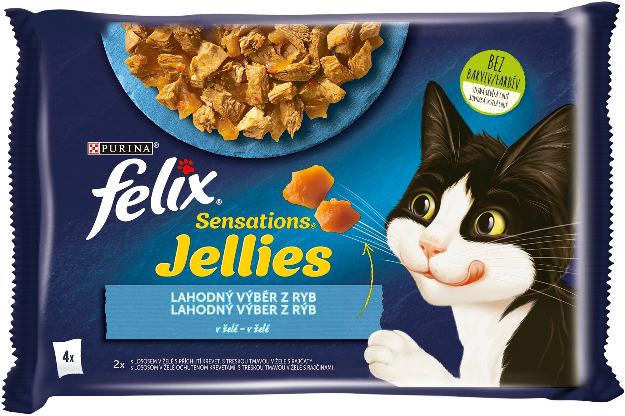 Felix Sensations Jellies kapsičky pro kočky losos, treska v želé 4x85 g