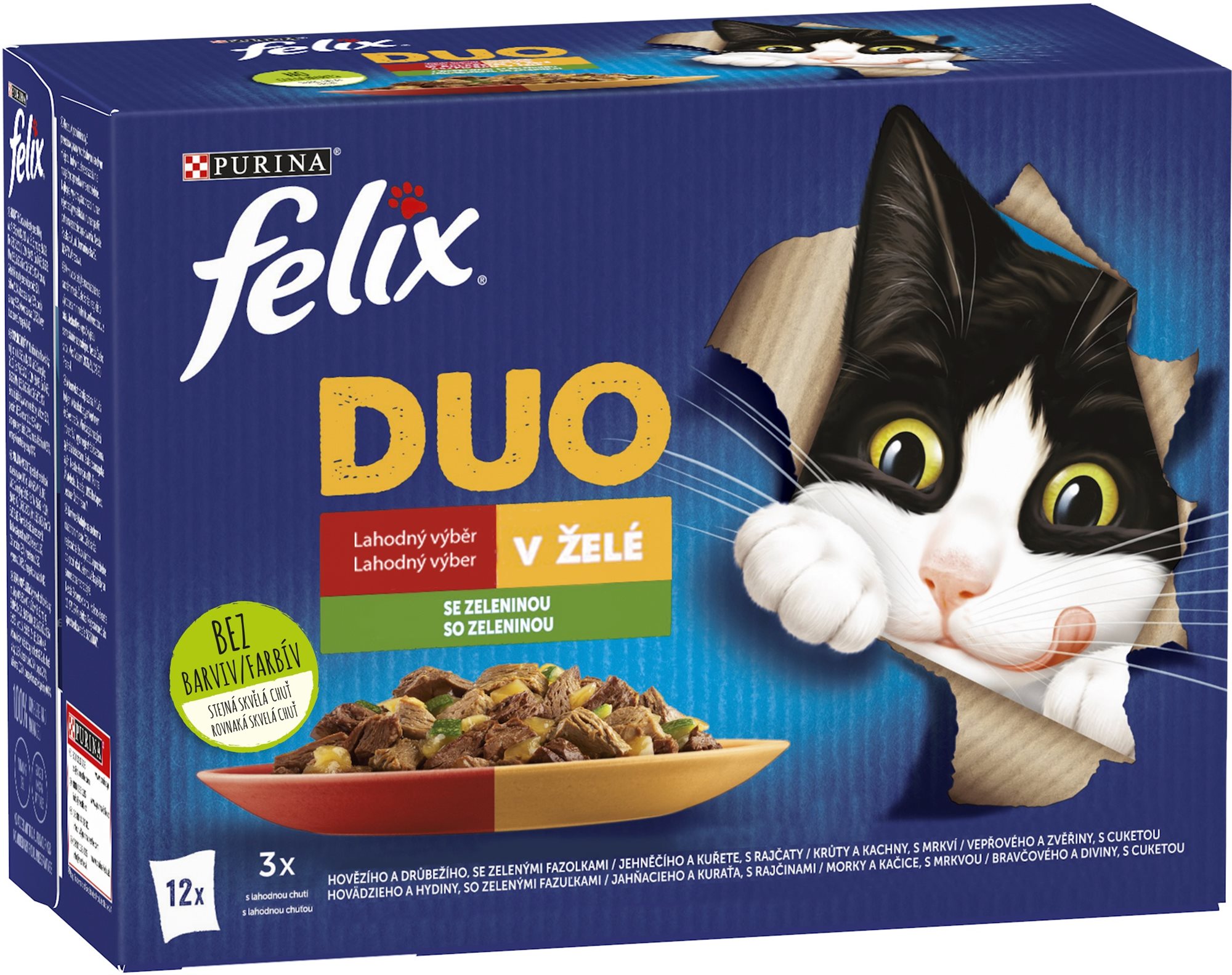 Felix Fantastic DUO hovězí a drůbeží, jehněčí a kuře, krůta a kachna, vepřové a zvěřina 12x85 g