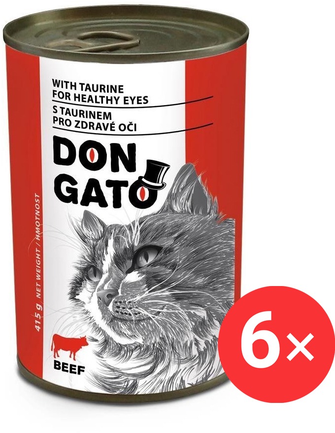 Don Gato Konzerva pro kočky s hovězím 6 × 415 g