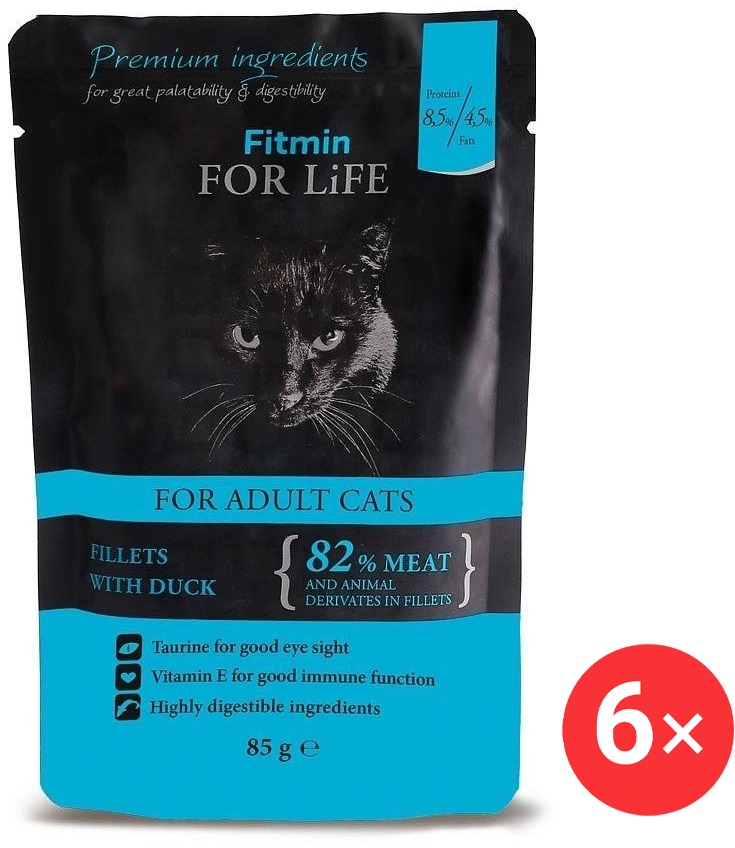 Fitmin For Life Kachní kapsička pro kočky 6 × 85 g