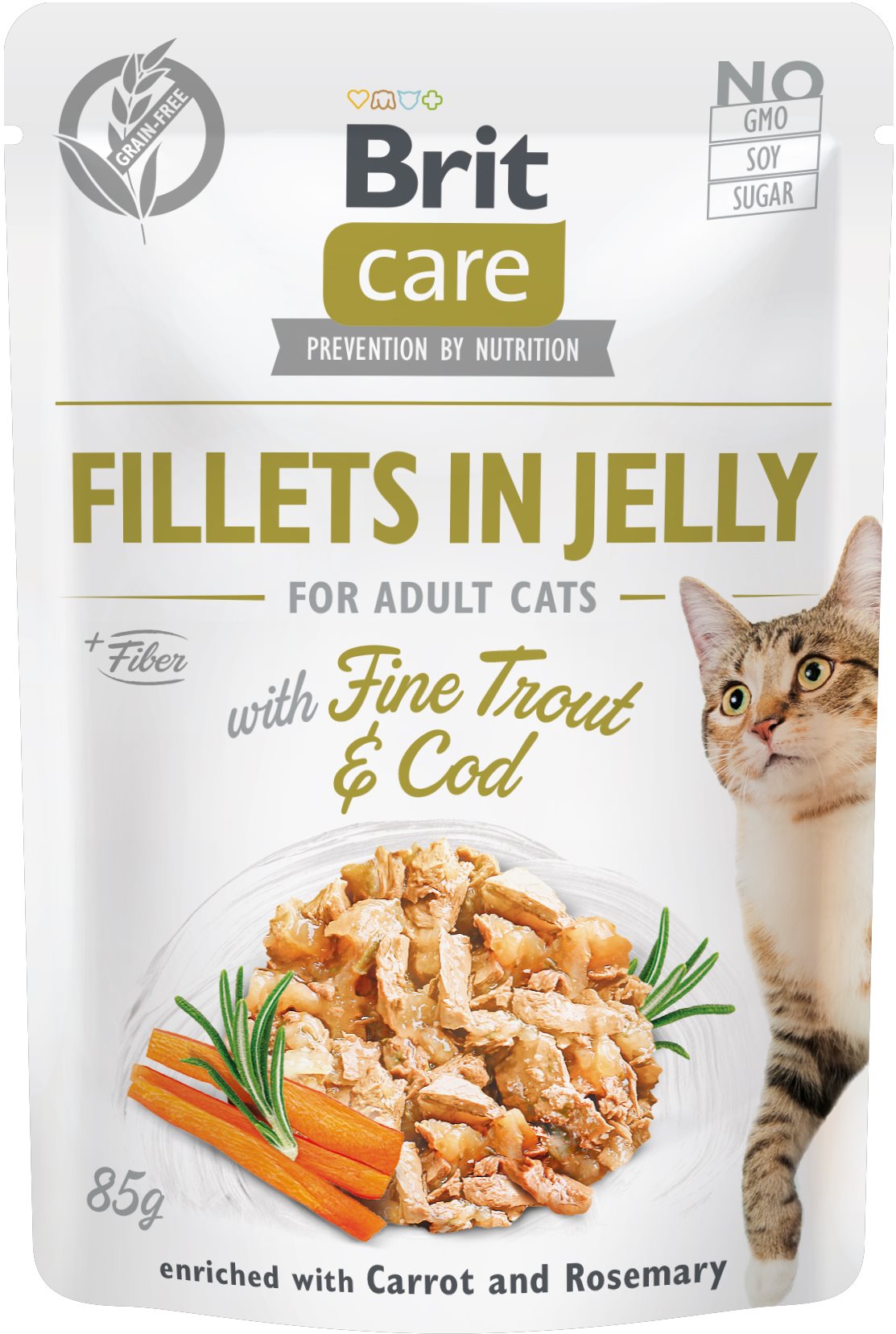 Brit Care Cat Fillets in Jelly with Fine Trout & Cod 85 g