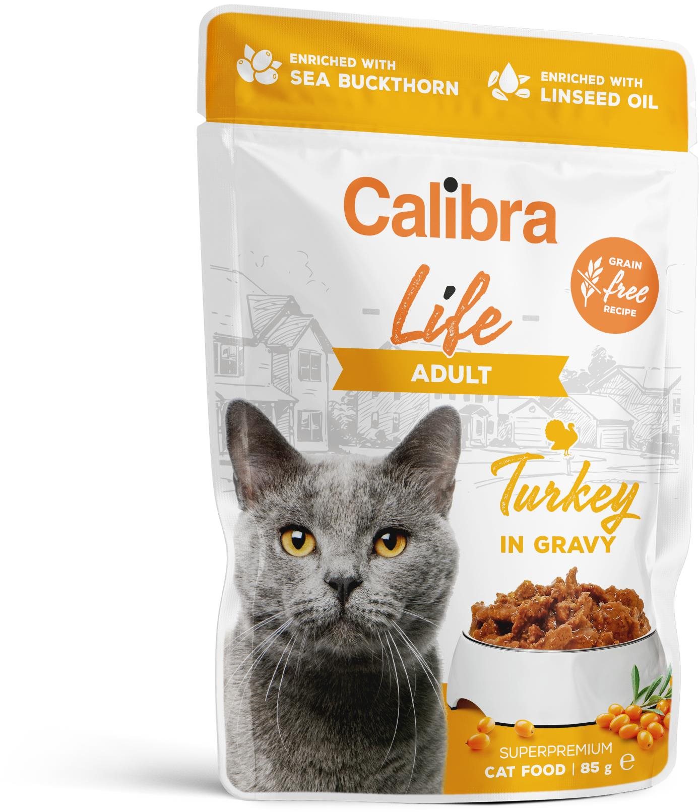 Calibra Cat Life kapsička pro dospělé kočky s krůtím v omáčce 85 g