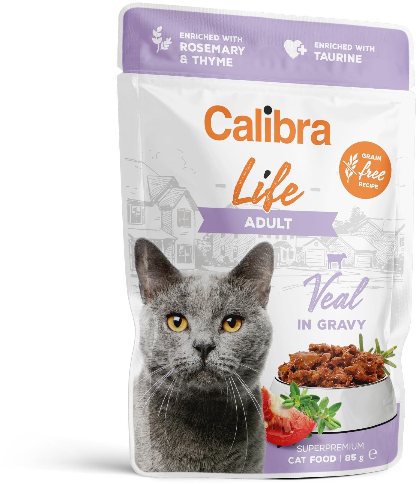 Calibra Cat Life kapsička pro dospělé kočky s telecím v omáčce 85 g