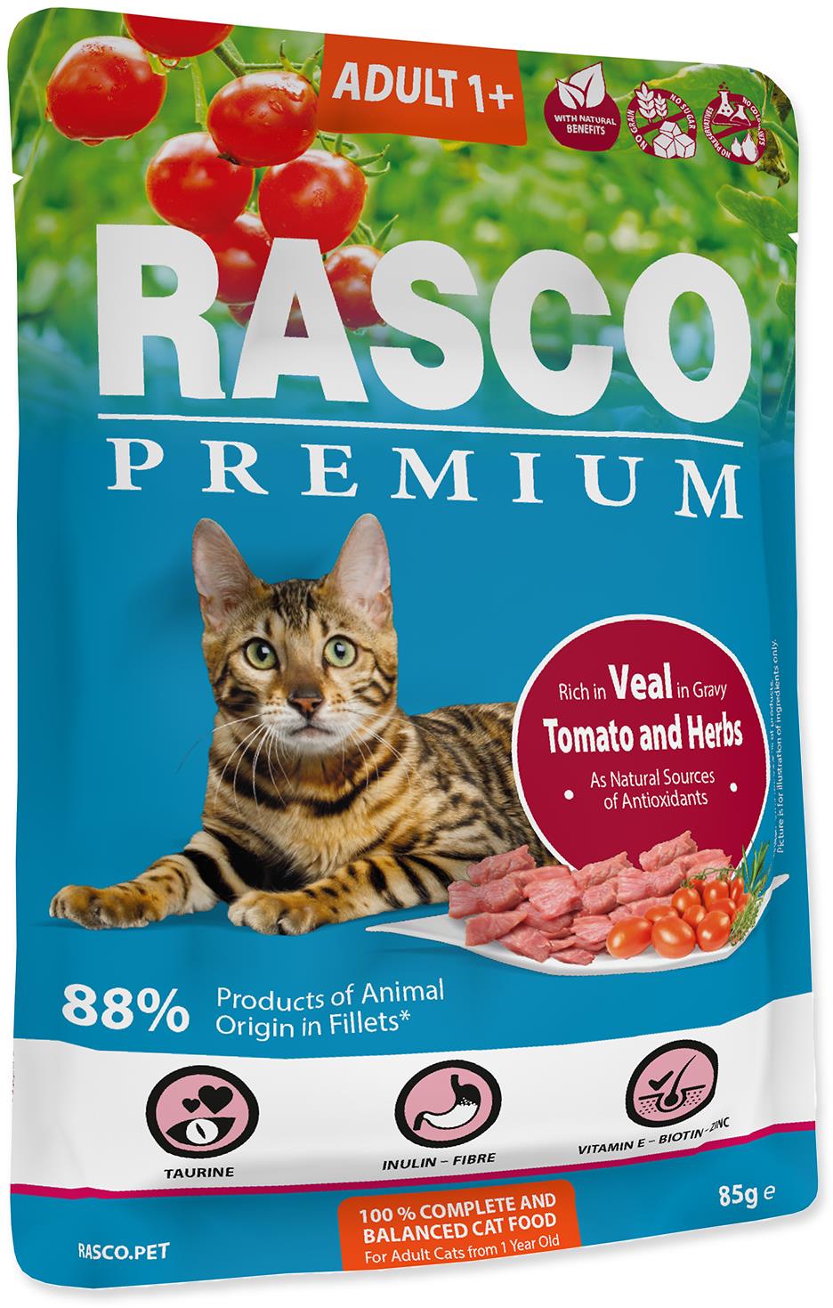 Rasco Kapsička Premium Adult telecí s rajčaty a bylinkami 85 g