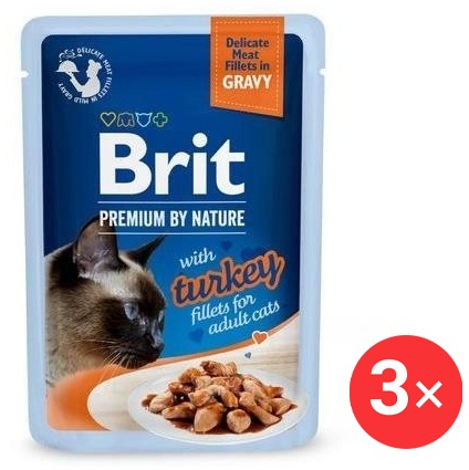 Brit Premium by Nature Cat Delicate Fillets in Gravy with Turkey 3 × 85 g