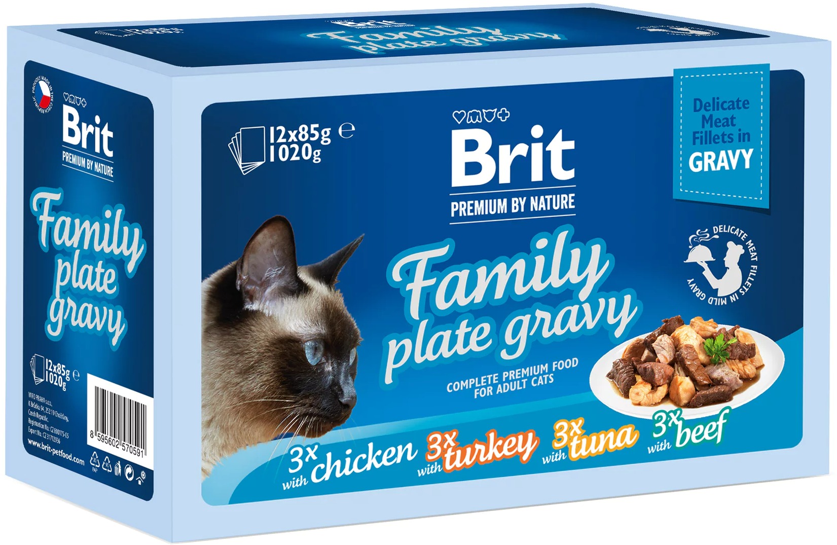 Brit Premium by Nature Cat Delicate Fillets in Gravy Family Plate 1020 g (12 x 85 g)