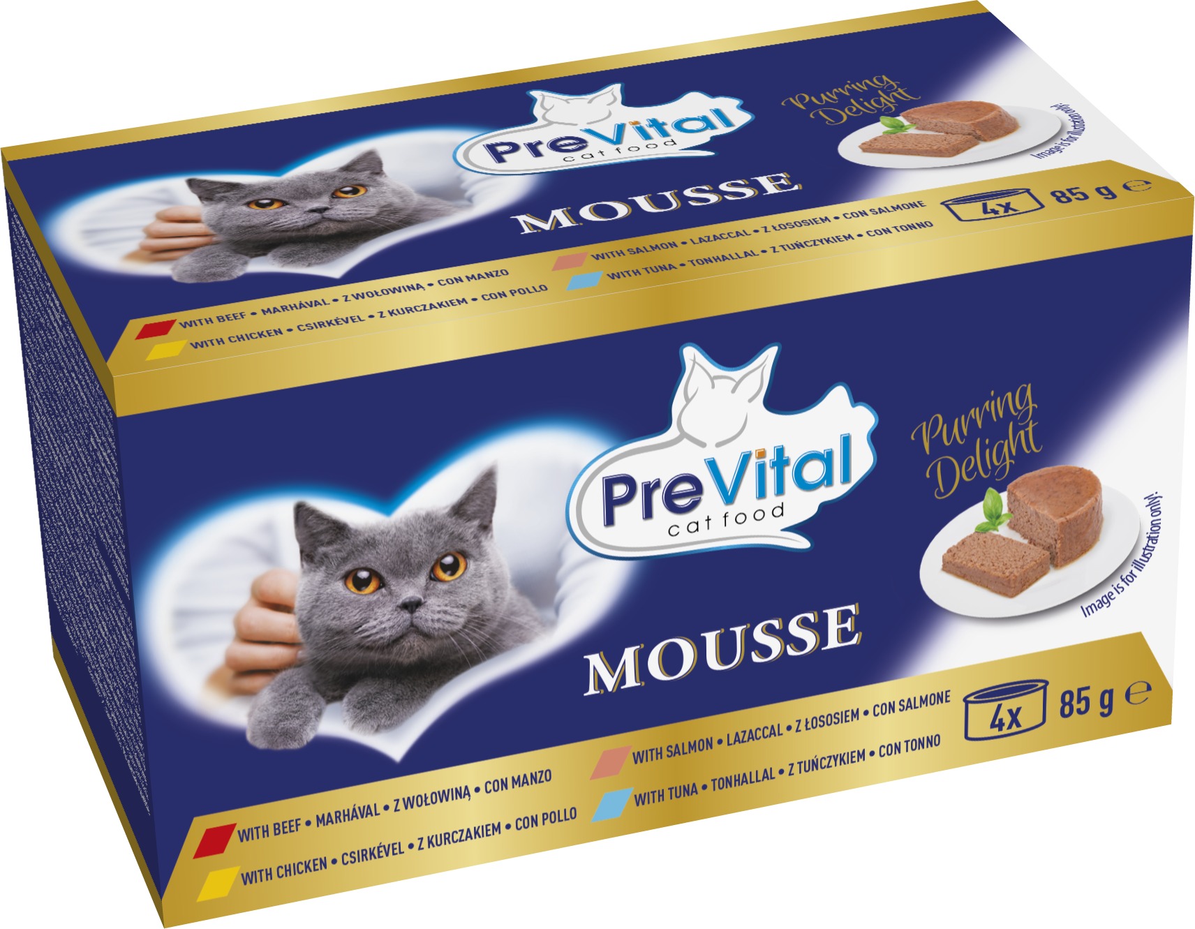 PreVital konzerva pro kočky ryby, maso 4 × 85 g