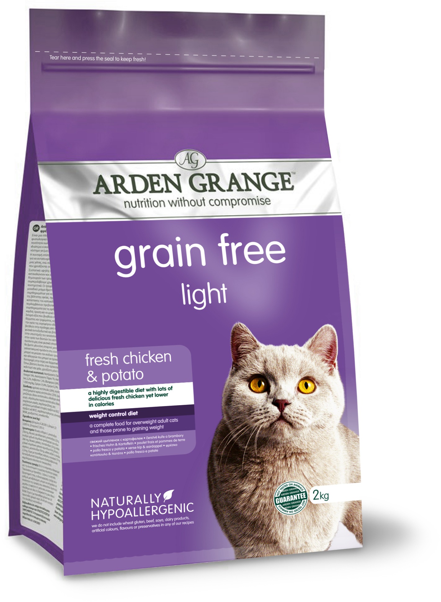 Arden Grange GF Cat Adult Light fresh Chicken & Potato 2 kg