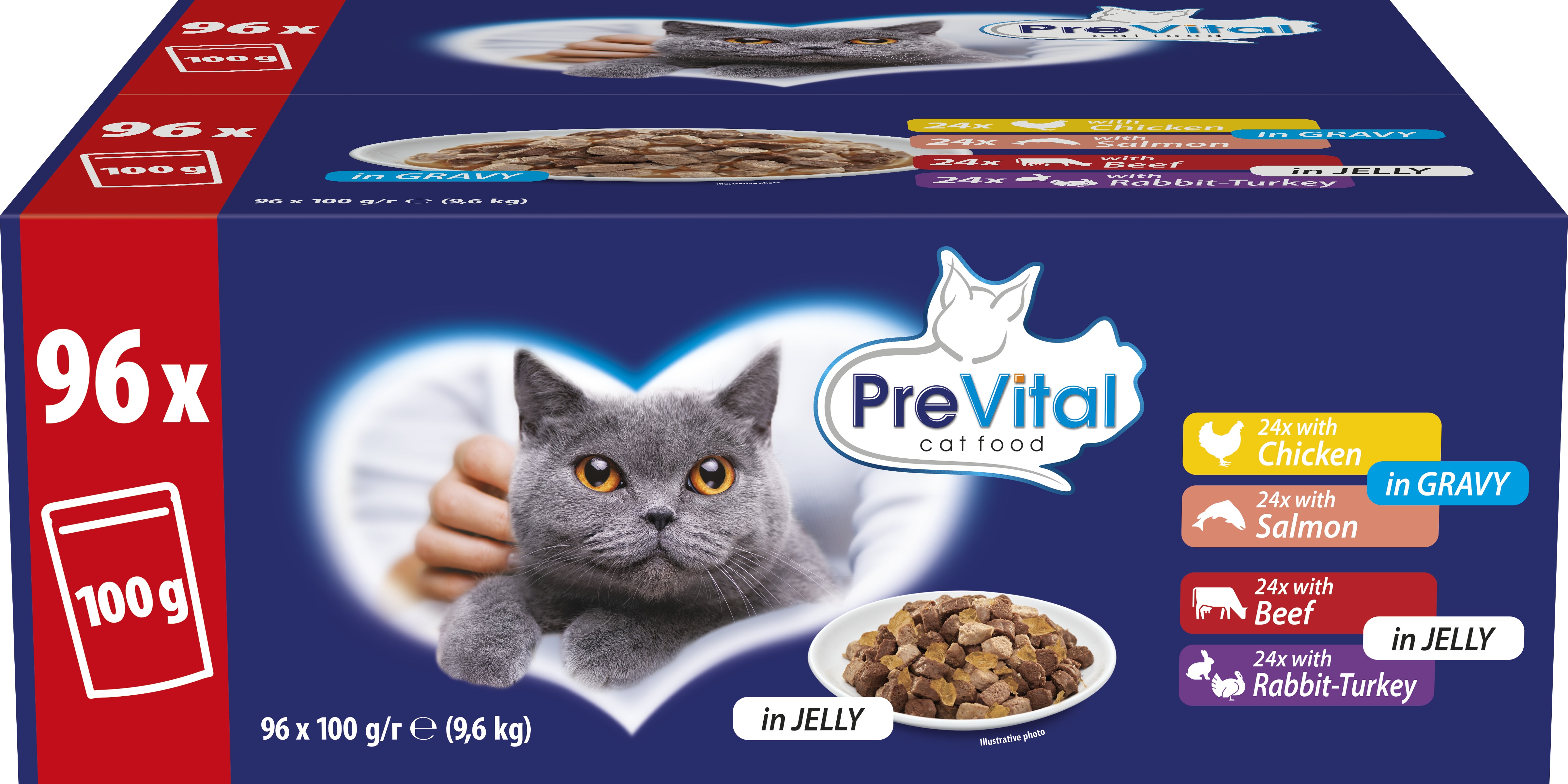 Prevital kapsička pro kočky s lososem v želé a omáčce 96 × 100 g