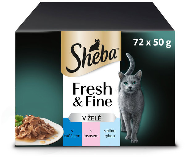 Sheba Fresh&Fine kapsičky rybí výběr v želé 72 × 50 g