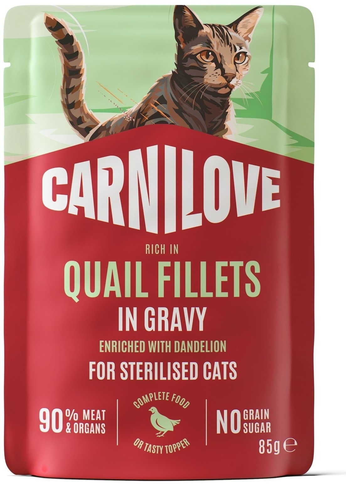 Carnilove Cat Pouch Gravy rich in Quail enriched with Dandelion for sterilised 85 g