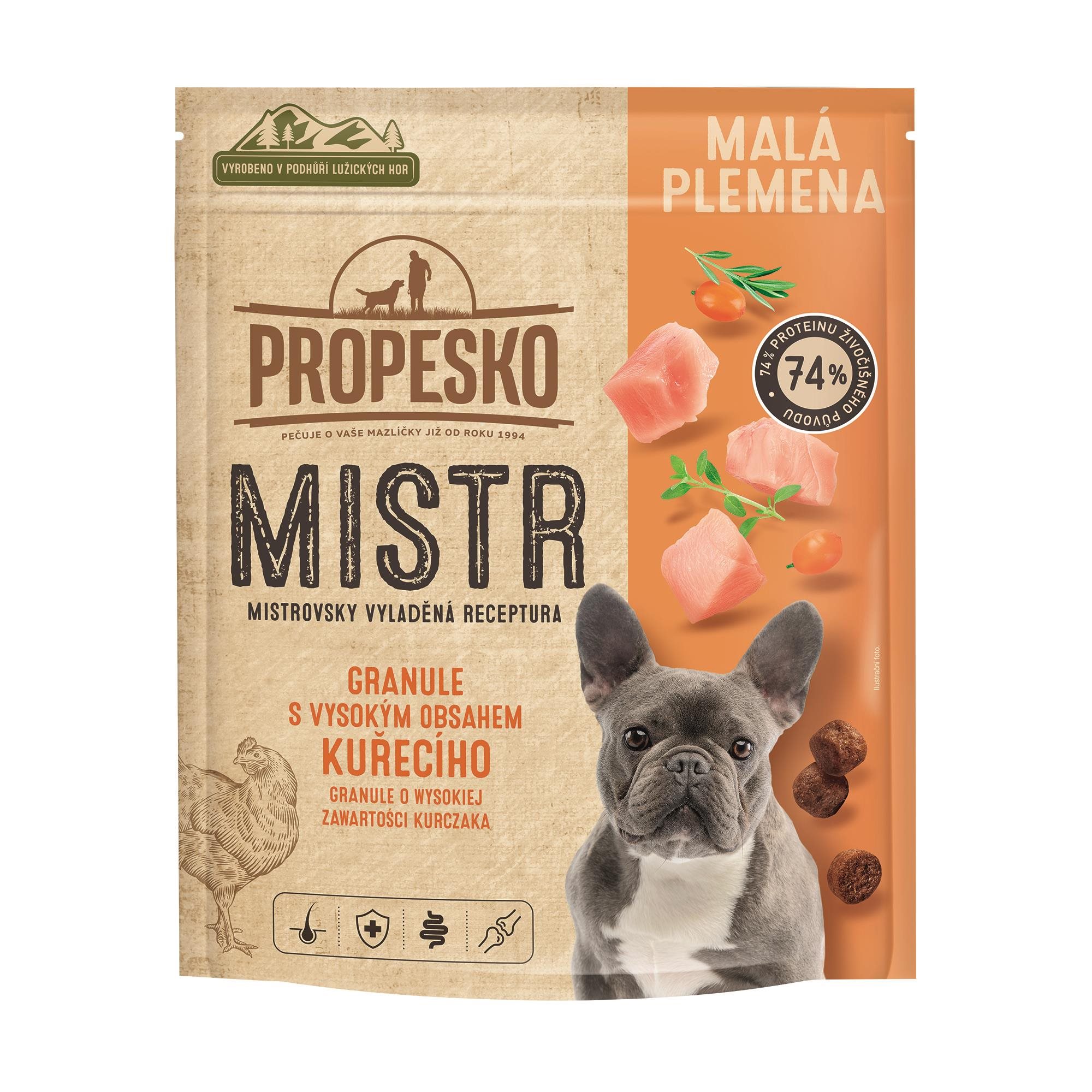 Propesko Mistr mini granule pro malá plemena s vysokým obsahem kuřecího 1,5 kg