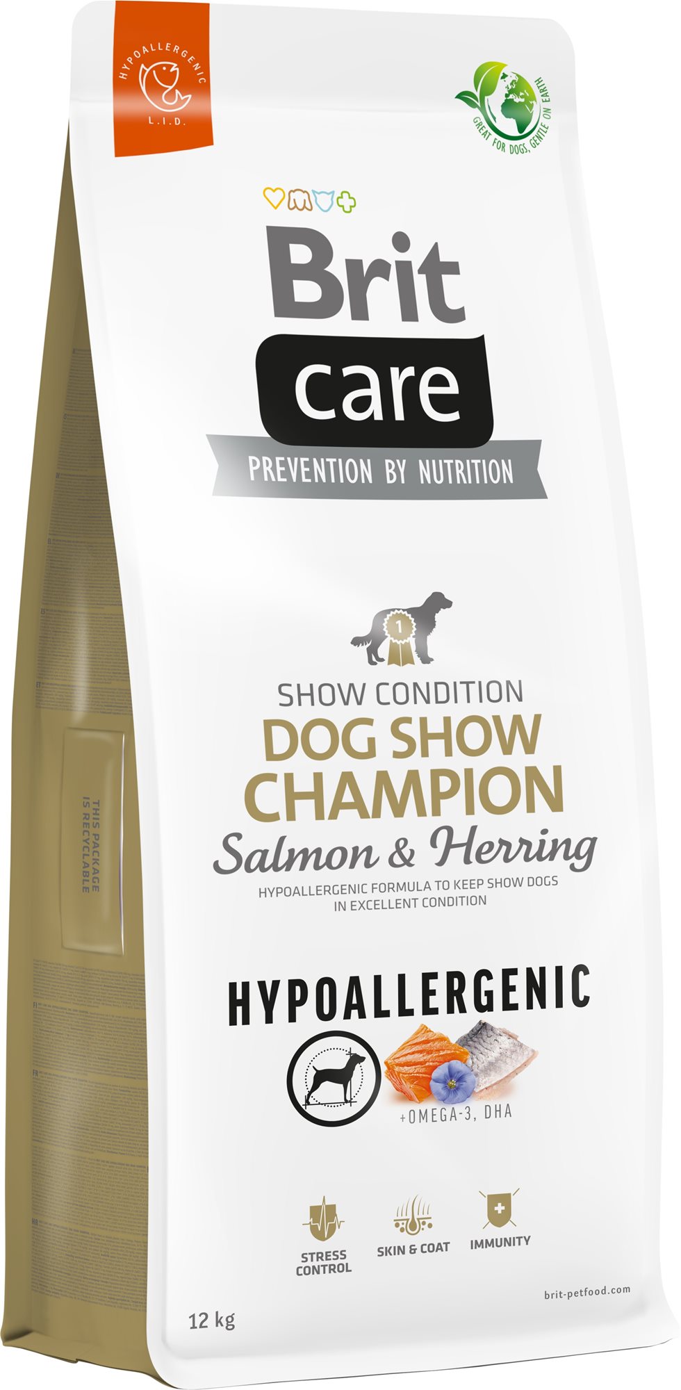 Brit Care Dog Hypoallergenic s lososem a sleděm Dog Show Champion 12 kg