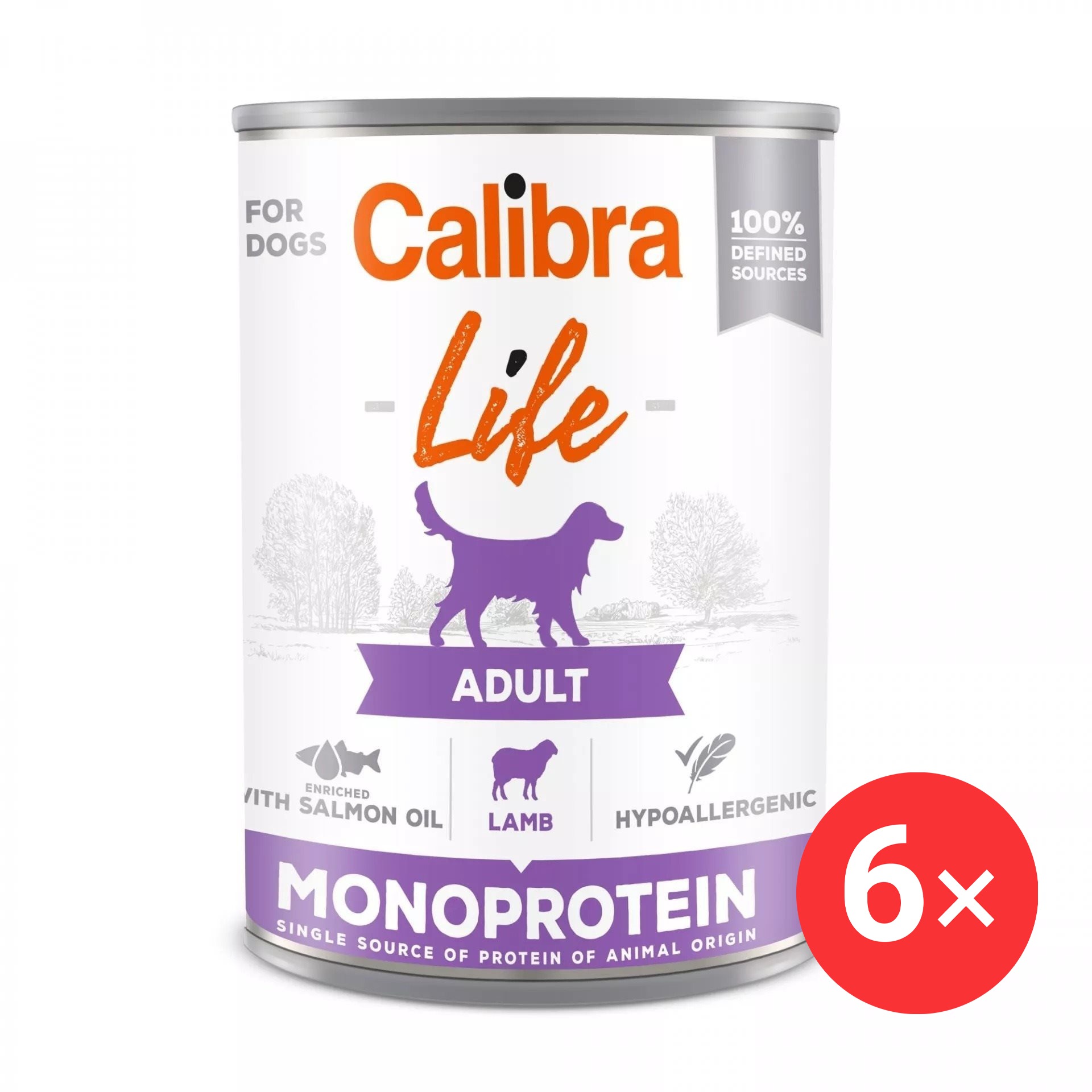 Calibra Dog Life konzerva pro dospělé psy s jehněčím 6 × 400 g