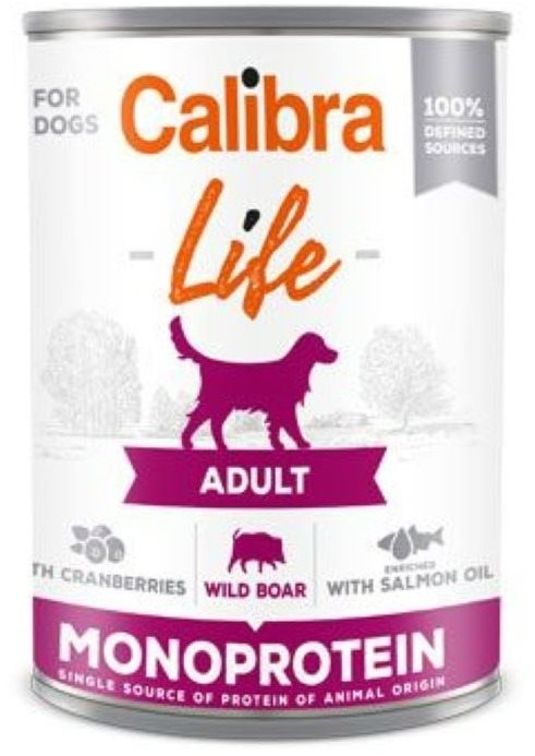 Calibra Dog Life konzerva pro dospělé psy s kančím a brusinkami 400 g